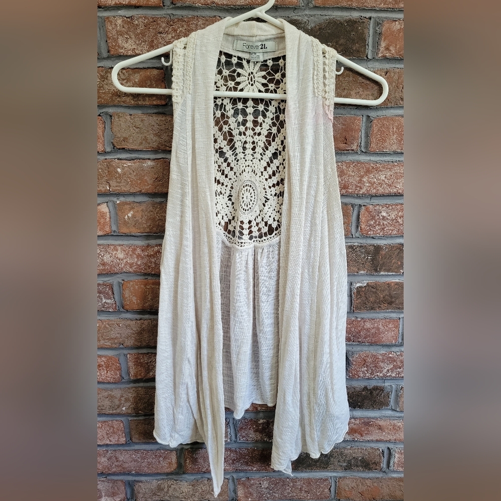 Forever 21 Off White Crocheted Vest- M